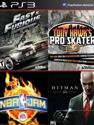 4 juegos en 1 Fast Furious Showdown Mas NBA JAM On Fire Edition Mas Tony Hawks Pro Skater HD Mas Hitman Blood Money HD Ps3